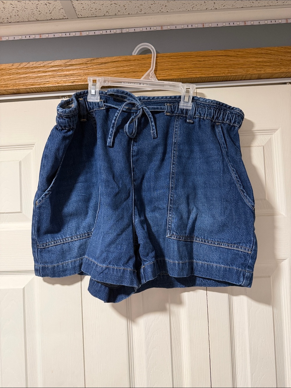 Time and Tru Dark Blue Paperbag Denim Shorts with Tie